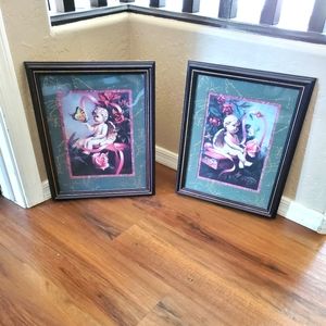 Vintage Home Interiors picture set of 2 Sitting Cherubs